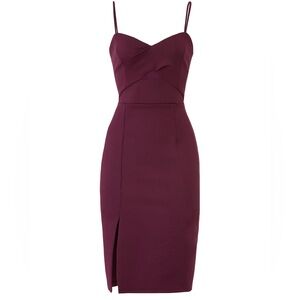 Shilla Illume Crossover Midi Dress L Large Aubergine Eggplant Wine Purple Midi